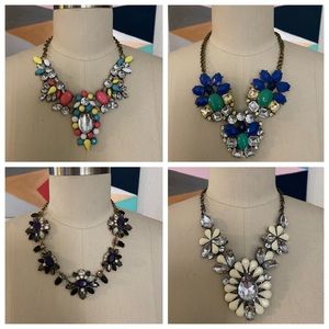 Lot of 4 colorful jeweled statement necklaces!